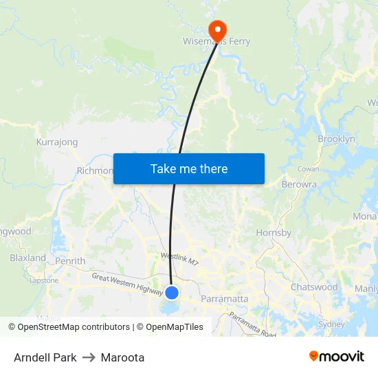Arndell Park to Maroota map
