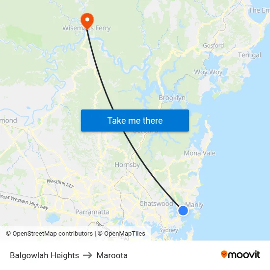 Balgowlah Heights to Maroota map