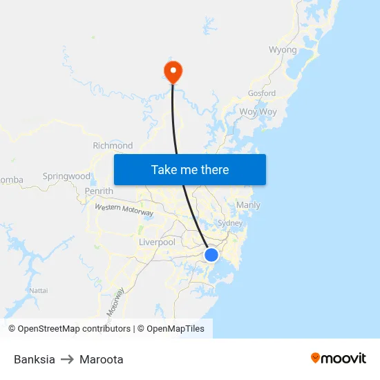 Banksia to Maroota map
