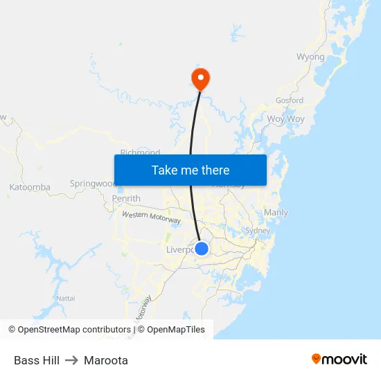 Bass Hill to Maroota map