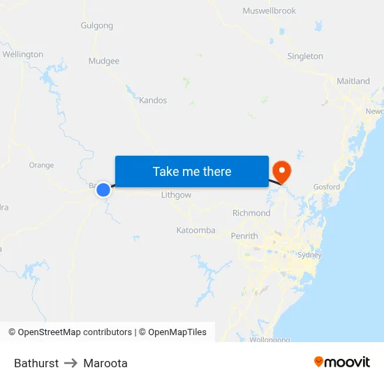 Bathurst to Maroota map