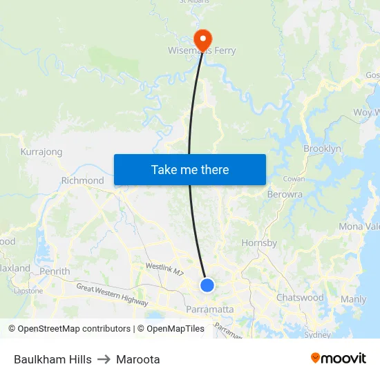Baulkham Hills to Maroota map