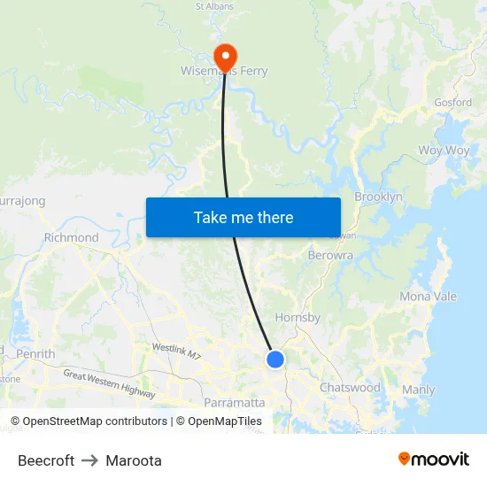 Beecroft to Maroota map
