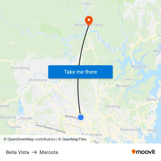 Bella Vista to Maroota map