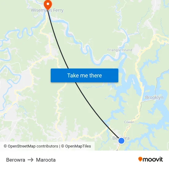 Berowra to Maroota map
