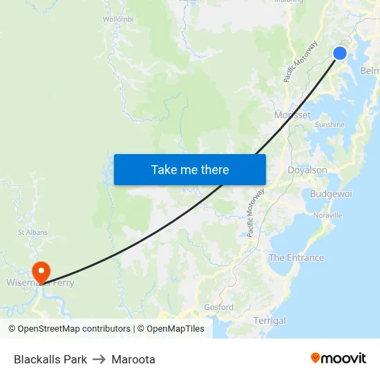 Blackalls Park to Maroota map