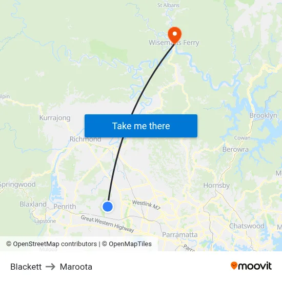 Blackett to Maroota map