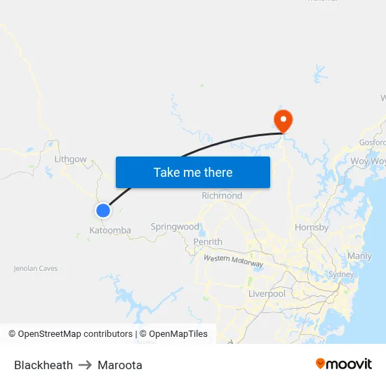 Blackheath to Maroota map