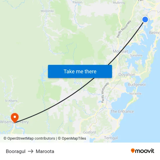 Booragul to Maroota map