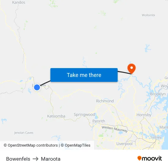 Bowenfels to Maroota map