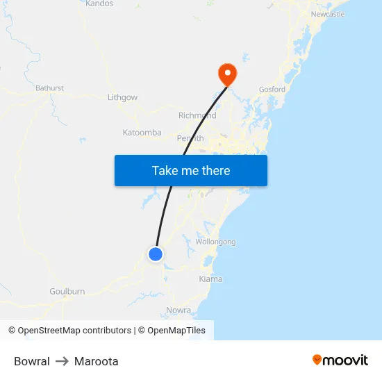 Bowral to Maroota map