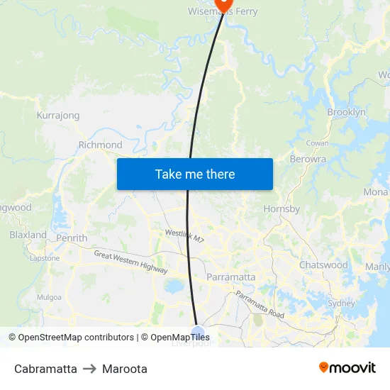 Cabramatta to Maroota map