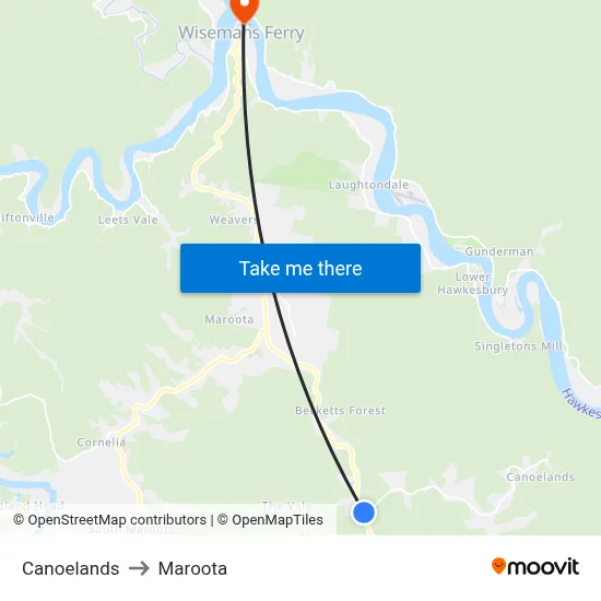 Canoelands to Maroota map