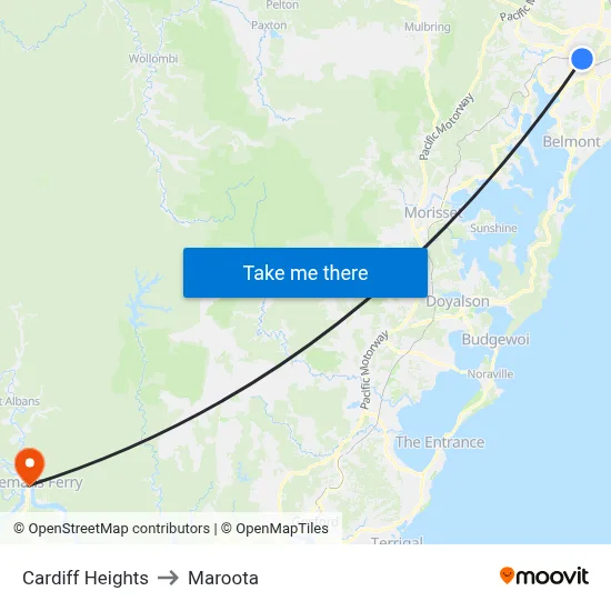 Cardiff Heights to Maroota map