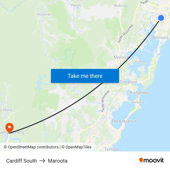 Cardiff South to Maroota map