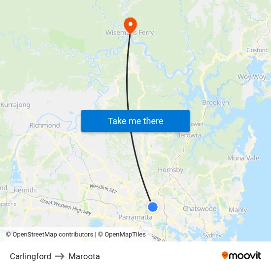 Carlingford to Maroota map