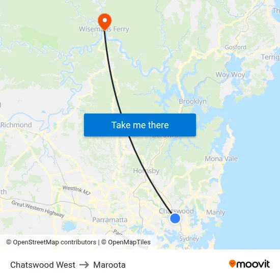 Chatswood West to Maroota map