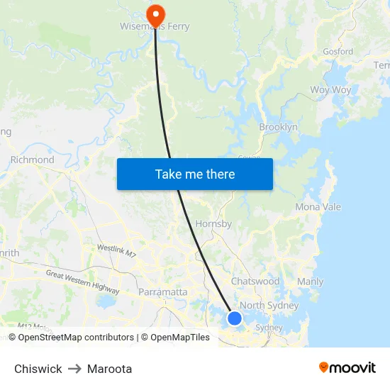 Chiswick to Maroota map
