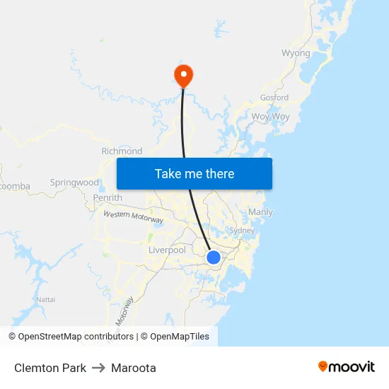 Clemton Park to Maroota map