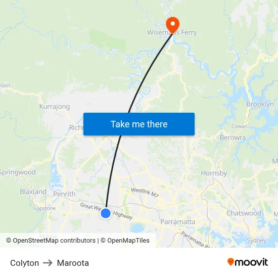 Colyton to Maroota map