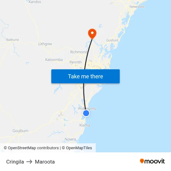 Cringila to Maroota map