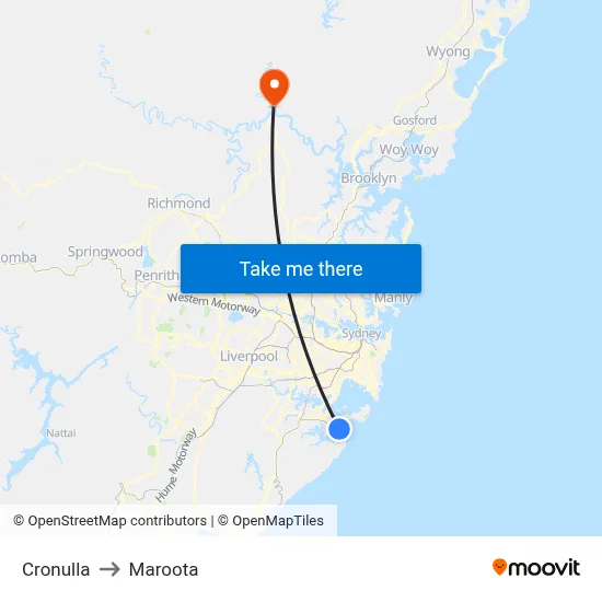 Cronulla to Maroota map