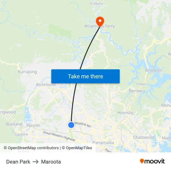 Dean Park to Maroota map