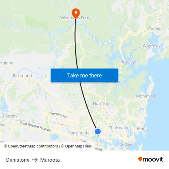 Denistone to Maroota map