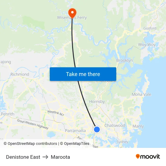 Denistone East to Maroota map