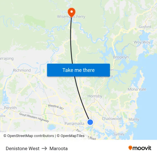 Denistone West to Maroota map