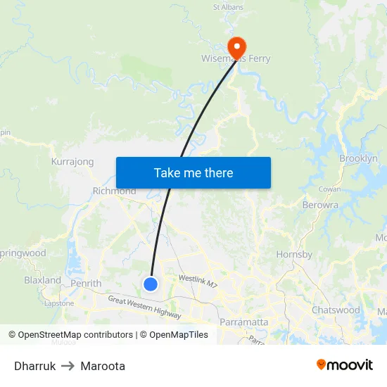 Dharruk to Maroota map