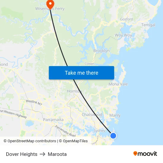 Dover Heights to Maroota map