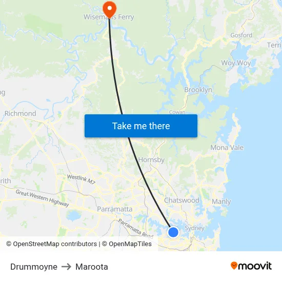 Drummoyne to Maroota map
