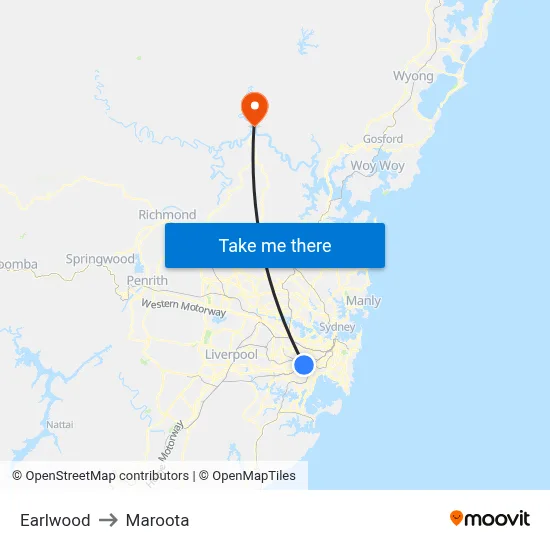 Earlwood to Maroota map