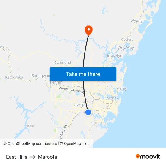 East Hills to Maroota map
