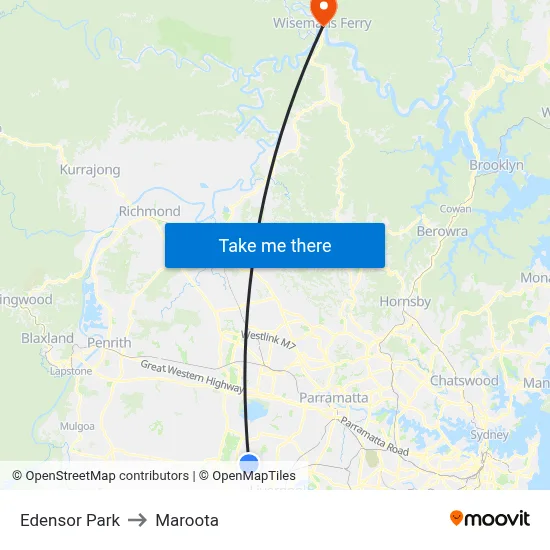 Edensor Park to Maroota map