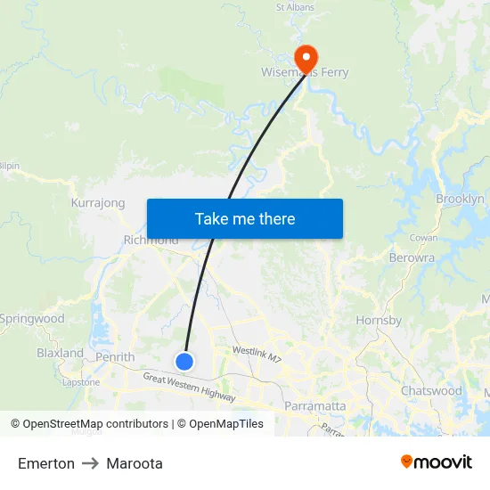 Emerton to Maroota map