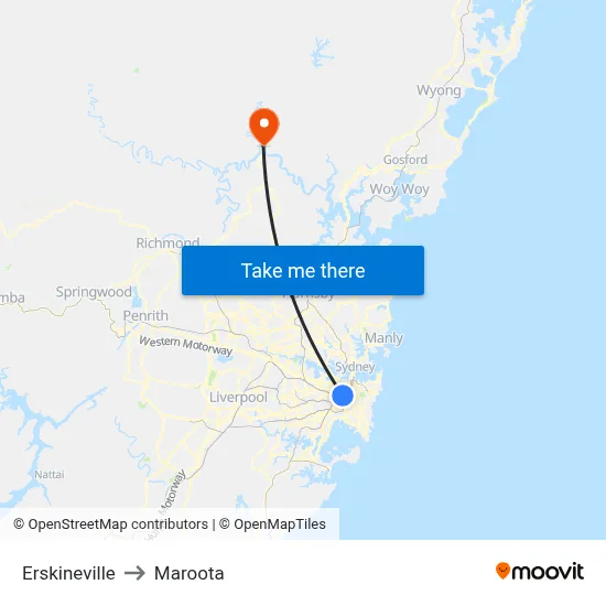 Erskineville to Maroota map