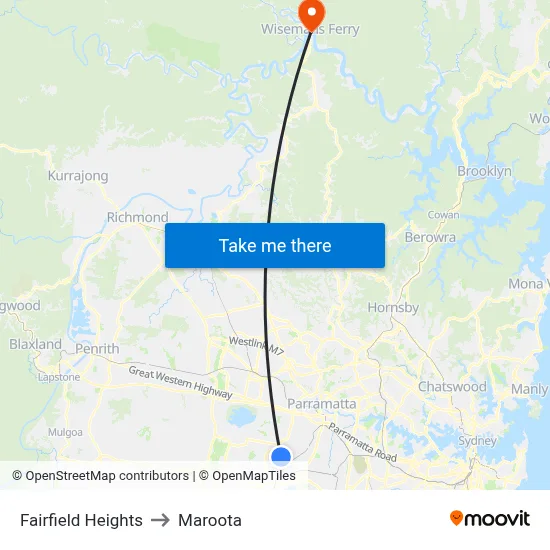 Fairfield Heights to Maroota map