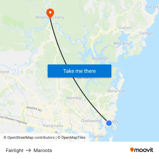 Fairlight to Maroota map