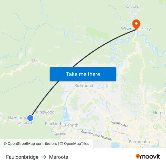 Faulconbridge to Maroota map