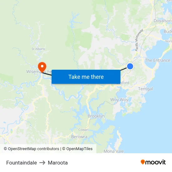 Fountaindale to Maroota map
