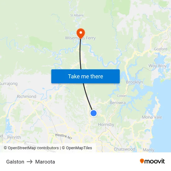 Galston to Maroota map