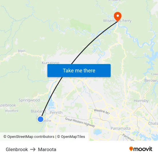 Glenbrook to Maroota map