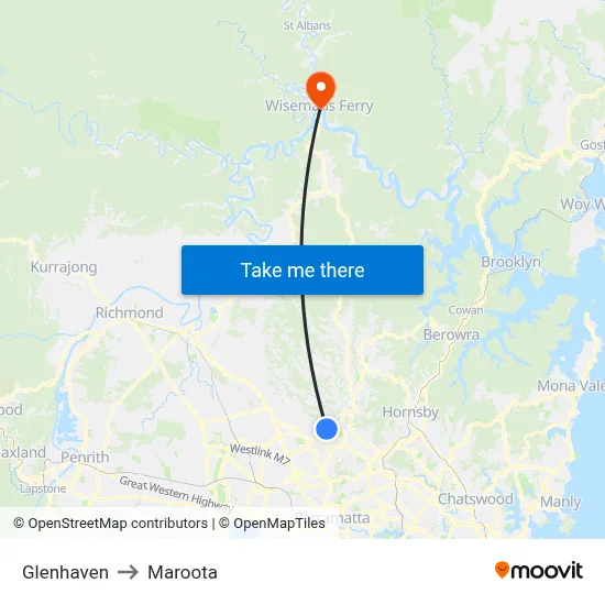 Glenhaven to Maroota map