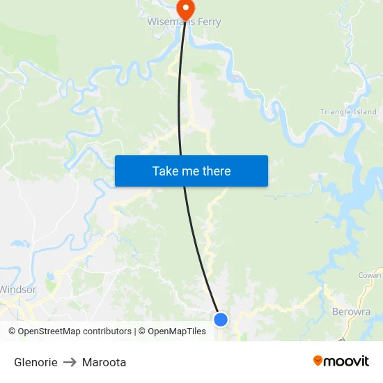 Glenorie to Maroota map