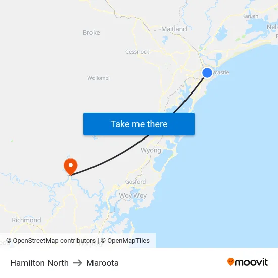 Hamilton North to Maroota map