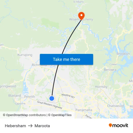 Hebersham to Maroota map