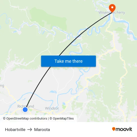 Hobartville to Maroota map
