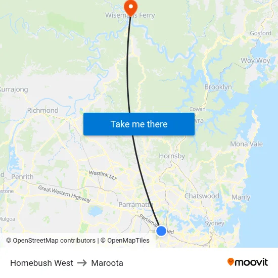Homebush West to Maroota map